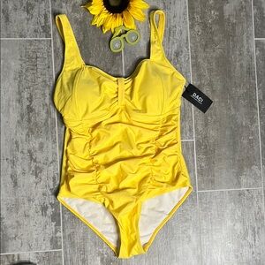 Sunflower Yellow Ruched One-Piece Swimsuit
